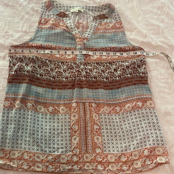 Anthropologie Lucy & Laurel Brown and Blue Sleeveless Boho Blouse Size M - Picture 5 of 5